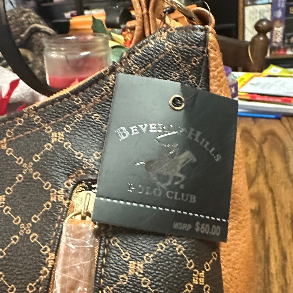NWT Beverly Hills Polo Club brown  Patterned Womens Bag - Picture 5 of 12